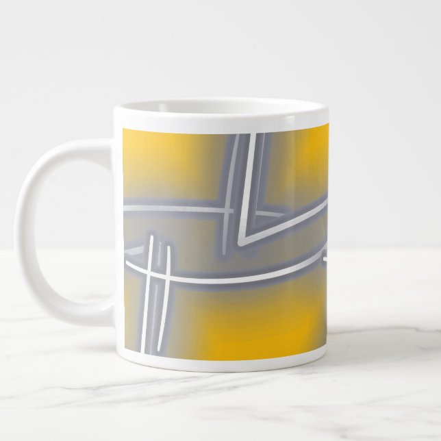 Caneca De Café Grande Cinza Arte Retangular (Esquerda)