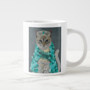 Caneca De Café Grande Cinza Cat Adornada Com Retrato De Bells