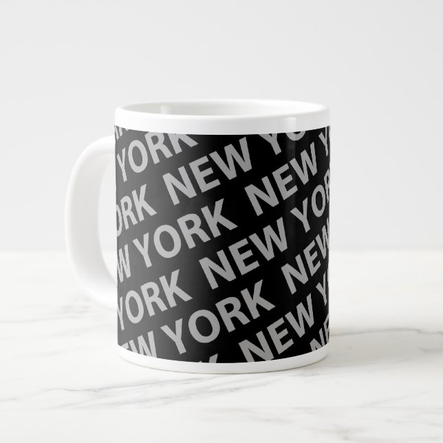 Caneca De Café Grande Cinza do padrão de Nova York (Frente Esquerda)