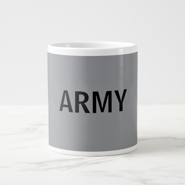 Caneca De Café Grande Cinza militar (Frente)