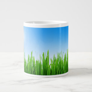 Caneca De Café Grande Cinza Verde E Faixa Céu