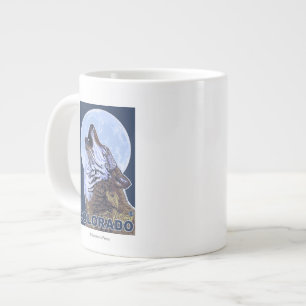 Caneca De Café Grande Cinza Wolf Howling, Colorado