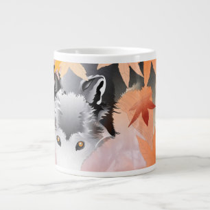 CANECA DE CAFÉ GRANDE CINZA WOLF PROWLER
