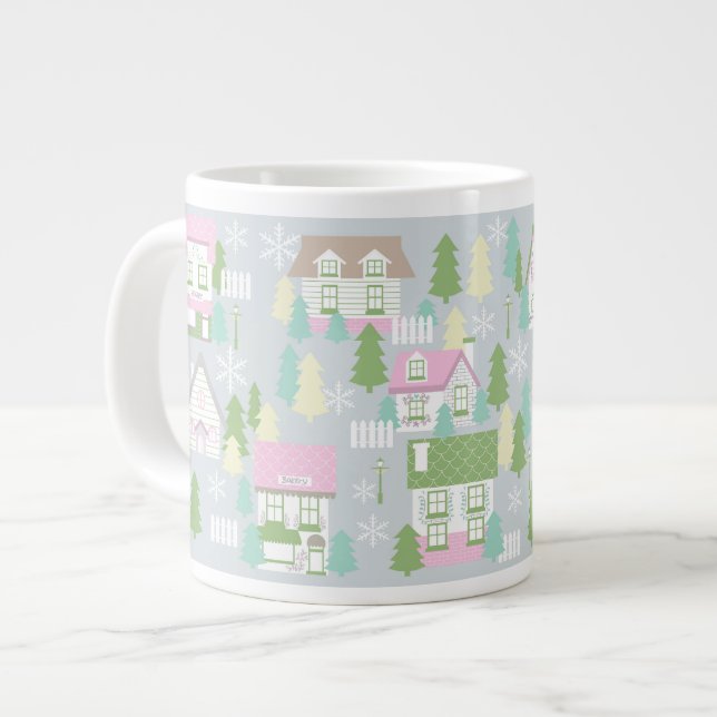 Caneca De Café Grande Cinzas das Casas de Natal (Frente Esquerda)