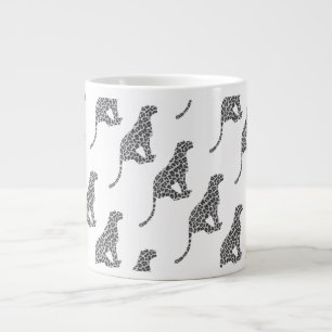 Caneca De Café Grande Cinzas-leopardo e Cinza-luz