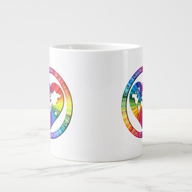 Caneca De Café Grande Círculo da Alma Arco-íris (Frente)