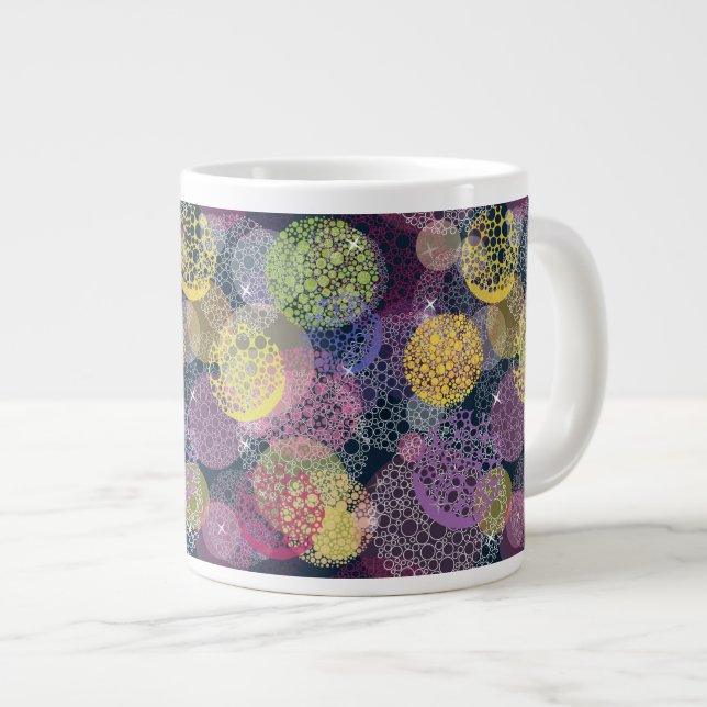 Caneca De Café Grande Círculo de Bolinhas em Abstrato (Frente Esquerda)