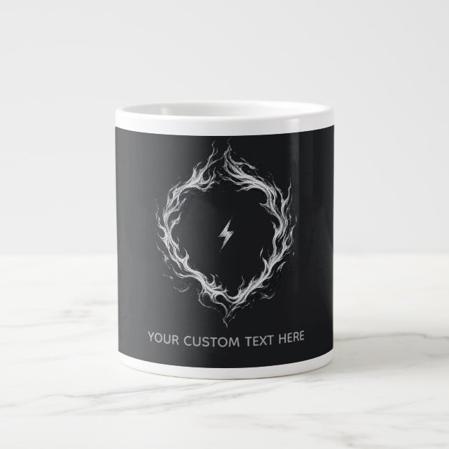 Caneca De Café Grande Círculo de Energia Abstrata – Texto Personalizável (Frente)