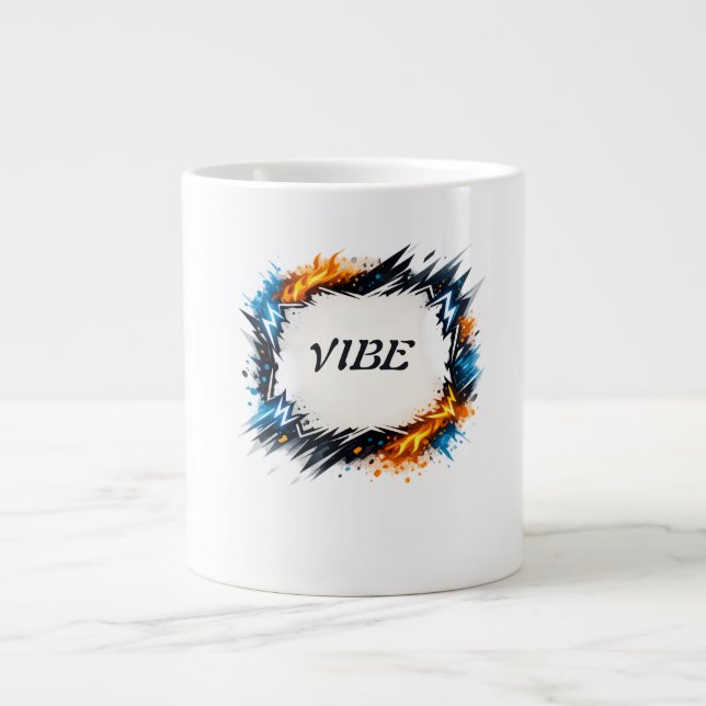 Caneca De Café Grande Círculo de Energia – Design de Texto Personalizáve (Frente)