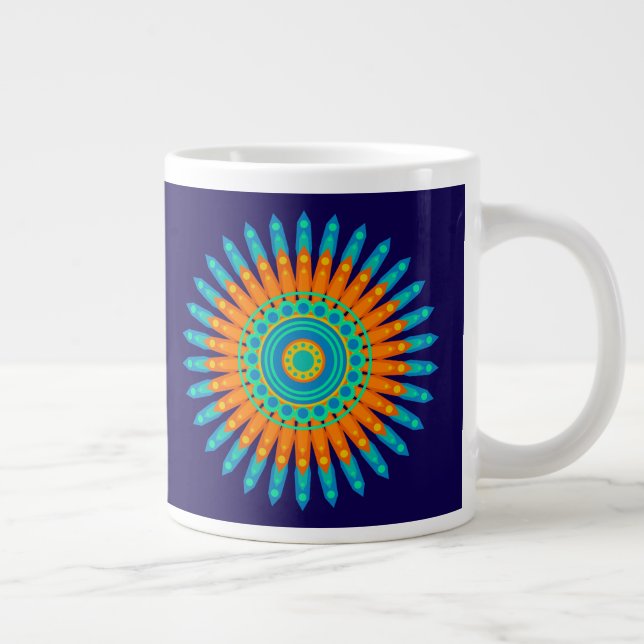 Caneca De Café Grande Círculo Geométrico de Mandala, Design- 48256 (Direita)