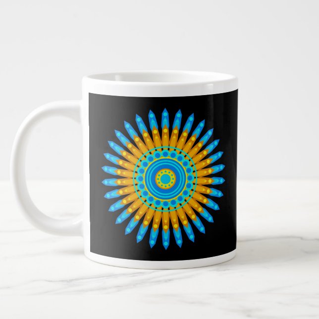 Caneca De Café Grande Círculo Geométrico Mandala Art Design 48256 (Esquerda)