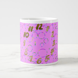 Caneca De Café Grande Círculos e laços Magenta Rosa Moderna