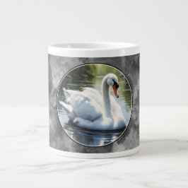 Caneca De Café Grande Cisne elegante está nadando na água
