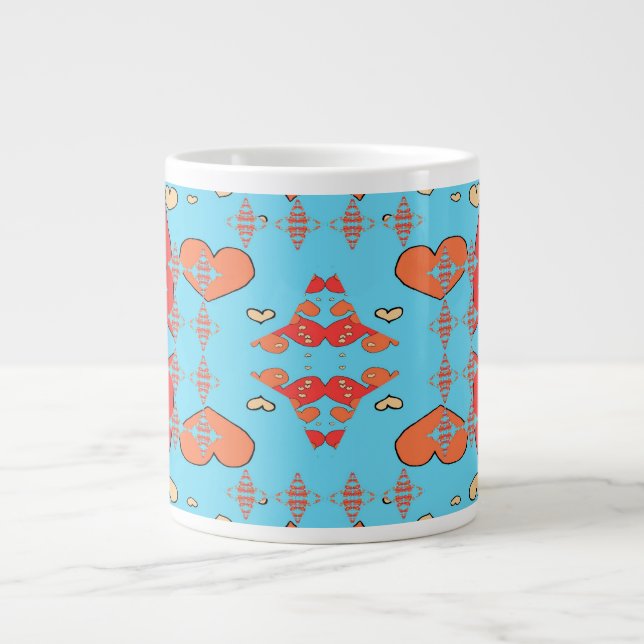 Caneca De Café Grande Cisnes de Corações (Frente)