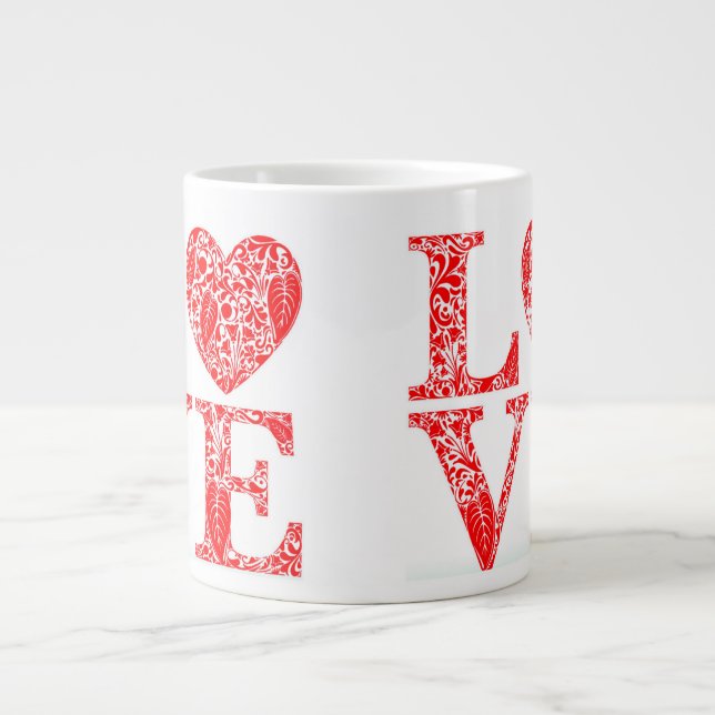 Caneca De Café Grande ❤️ Citação de Amor Vermelho Para Casais e Amantes  (Frente)