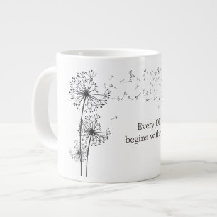 Caneca De Café Grande Citação de Desejo de Dente-de-Leão