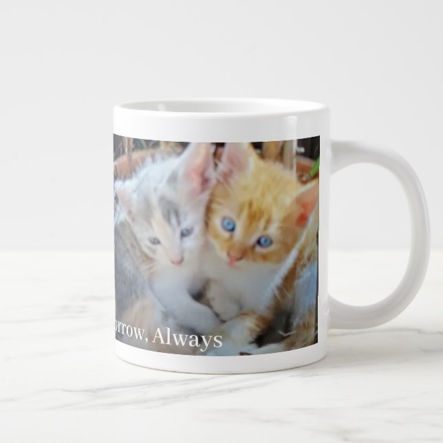 Caneca De Café Grande Citação de Foto de Gatinhos (Direita)