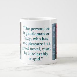 Caneca De Café Grande Citação de Romance de Jane Austen (azul)