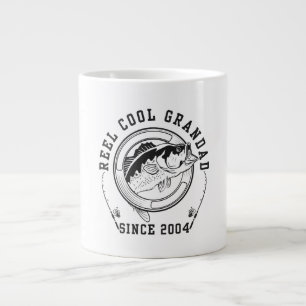 Caneca De Café Grande Citação Divertida de Pesca Carrete Legal Avô Desde