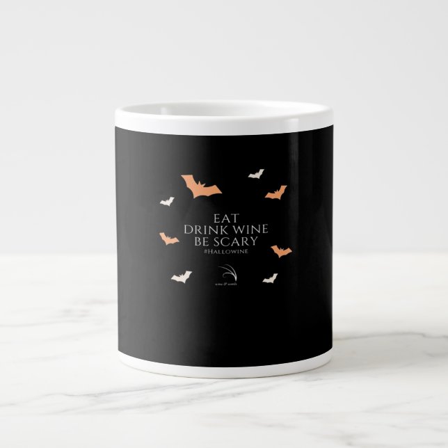 Caneca De Café Grande Citação Hallowine Halloween Comer Beber (Frente)