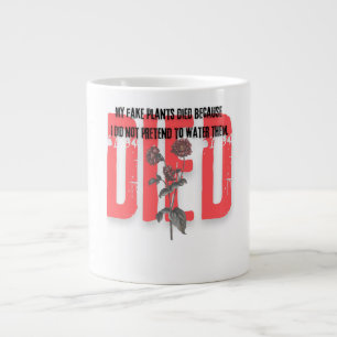 Caneca De Café Grande citações engraçadas morreram plantas de flor verme