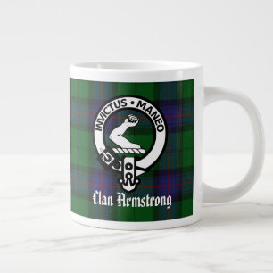 Caneca De Café Grande Clan Armstrong Crest Crachá e Tartan