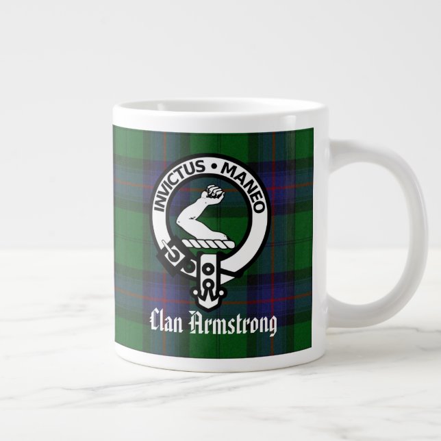 Caneca De Café Grande Clan Armstrong Crest Crachá e Tartan (Direita)