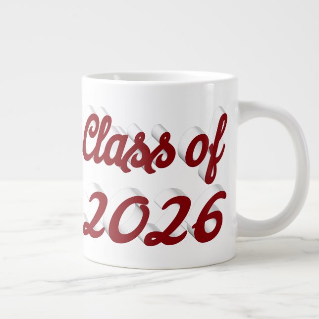 Caneca De Café Grande Class of 2026 burgundy script graduation (Direita)