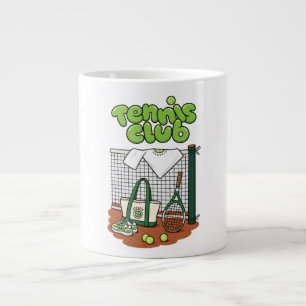Caneca De Café Grande Clássico Gráfico de Esportes do Clube de Tênis – V