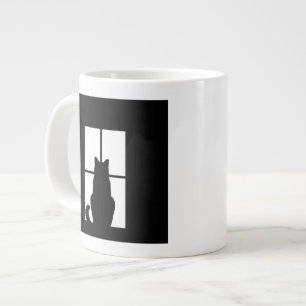 Caneca De Café Grande Clique em Gato Preto da Janela para Personalizar u