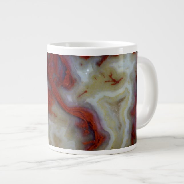 Caneca De Café Grande Close de Laje de Ágata Musgo Vermelho (Frente Esquerda)