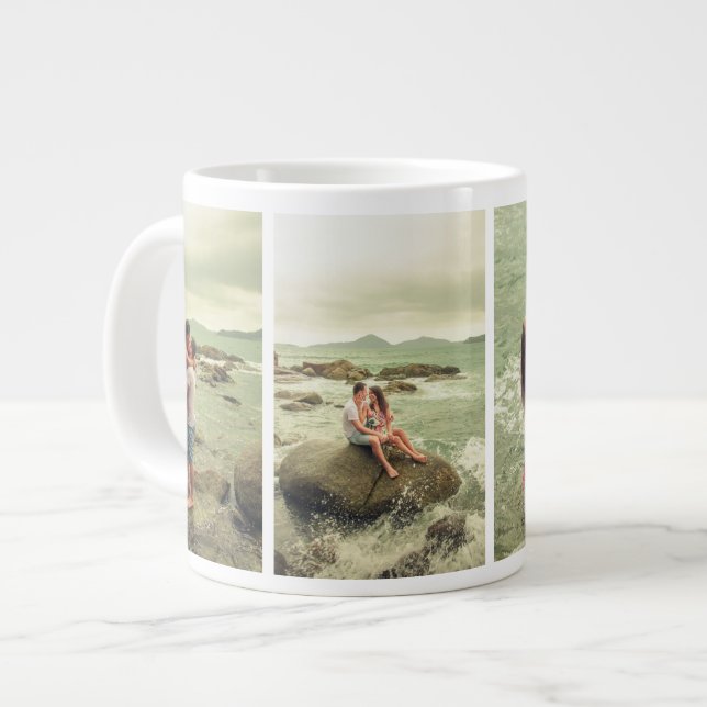Caneca De Café Grande Coágulo de café com colagem personalizada de 4 fot (Frente Esquerda)