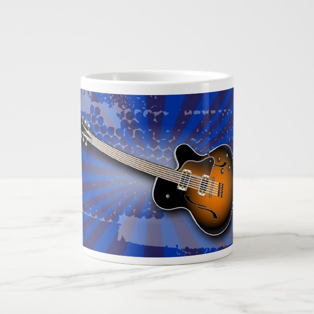 Caneca De Café Grande Cobalt Grunge Burst Guitar Specialty Mug (Frente)