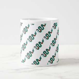Caneca De Café Grande Cobra Brown e Teal Impressão Silhouette