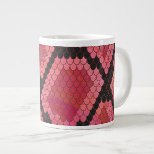 Caneca De Café Grande Cobra preto e Impressão vermelho
