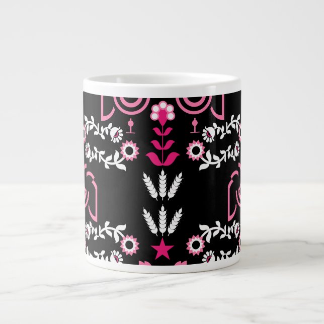 Caneca De Café Grande Cockerel Scandinávia Folk Art (Frente)