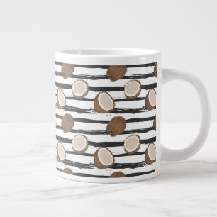 Caneca De Café Grande Cocos no Padrão de Stripes de Grunge