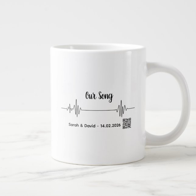 Caneca De Café Grande Código de Canção de Onda Sonora Personalizada Cane (Direita)