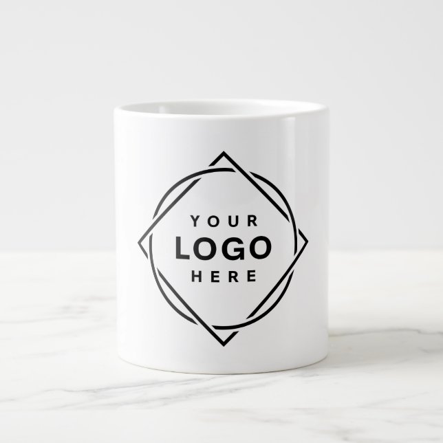 Caneca De Café Grande Código QR preto elegante e elegante (Frente)