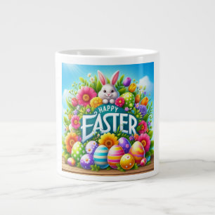 Caneca De Café Grande Coelhinho bonito de primavera/Páscoa com ovo