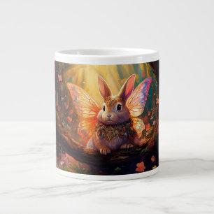Caneca De Café Grande Coelhinho branco numa floresta encantada