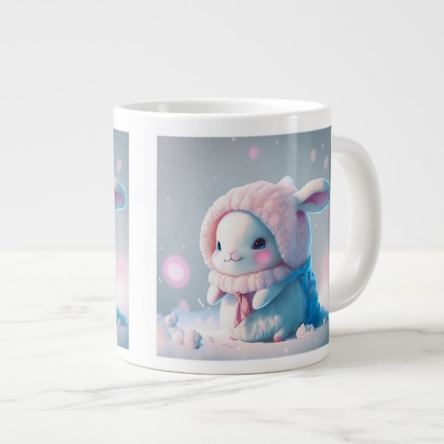 Caneca De Café Grande Coelhinho de inverno Jumbo Mug (Frente Esquerda)