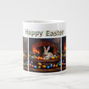 Caneca De Café Grande Coelhinho de Páscoa com Felz pascoa de ovos de Pás