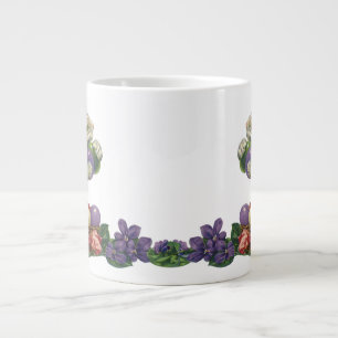Caneca De Café Grande Coelhinho de Páscoa vitoriano, flores e ovos