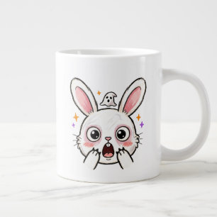 Caneca De Café Grande Coelho Chocado no Dia das Bruxas com Rosto de Fant
