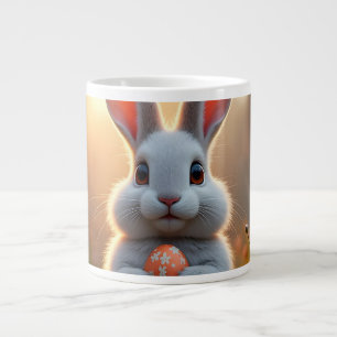 Caneca De Café Grande Coelho da Páscoa Feliz na Magia da Primavera