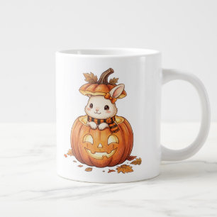 Caneca De Café Grande Coelho de Abóbora de Halloween Fofo - Coelho de Ou