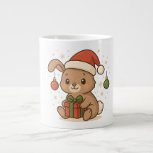 Coelho de Férias com Chapéu de Papai Noel