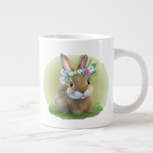 Caneca De Café Grande Coelho de Páscoa fofo para um humor positivo