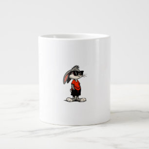 Caneca De Café Grande Coelho Legal de Desenho Animado com Óculos de Sol
